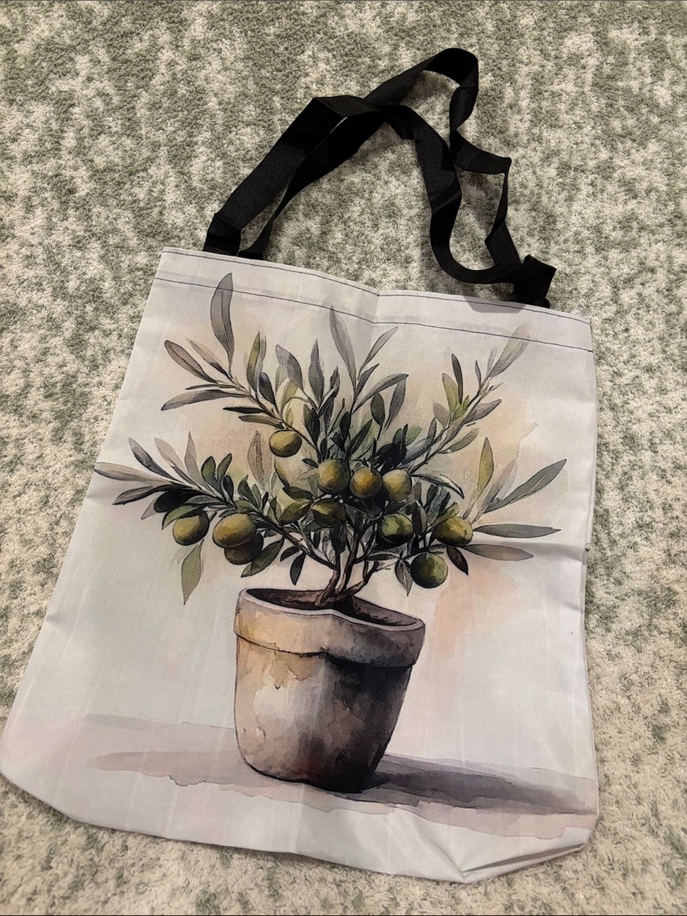 Tuscan Olive Tree Poly Canvas Tote Bag NWT 13.25” x 14.50”